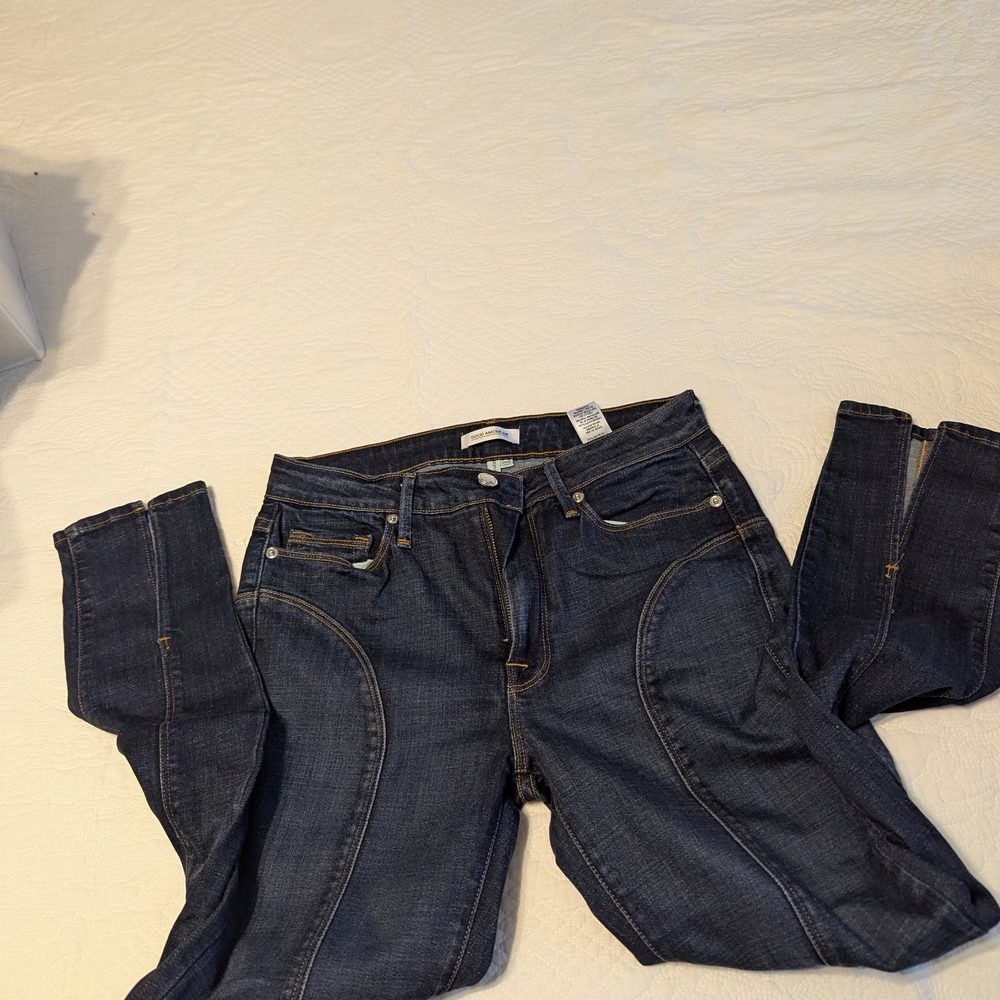 Good American Jeans Good Legs Front Slit Womens 4 Dark Blue High Rise - Picture 8 of 8